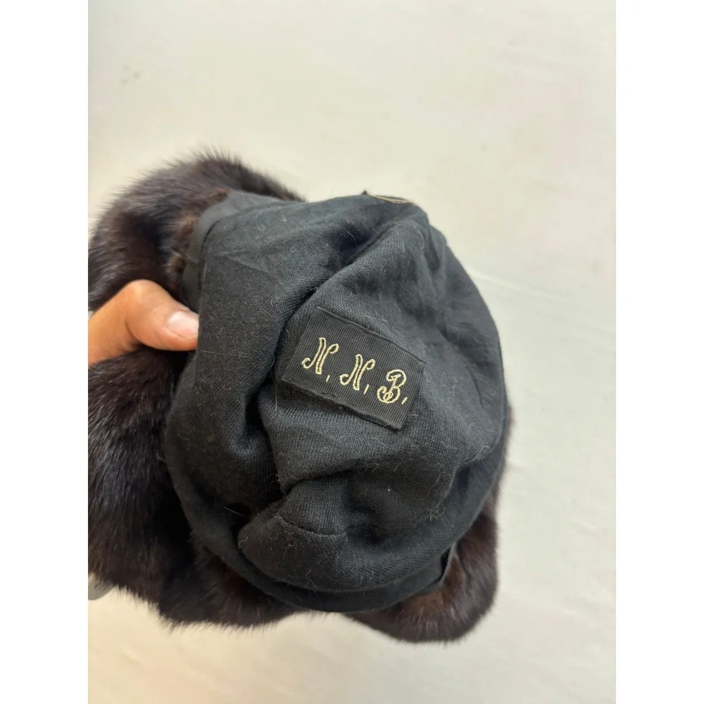 Koslows Vintage Dark Brown Mink Fur Bucket Hat Cloche Winter Cap Monogrammed